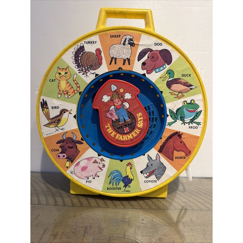 Vtg The Farmer Says See ’N Say Talking Farm yellow MATTEL Tested WORKS 1983